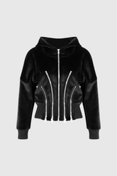 Ailpein Fermuarlı Kapüşonlu Uzun Kollu Üst